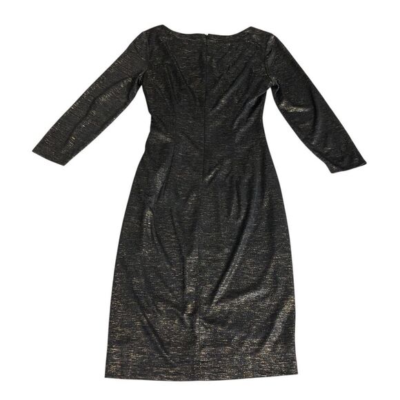 Cache Dress Womens S Black Metallic Gold Sheath Bodycon Lined Zipper Accent Chic - Picture 10 of 16